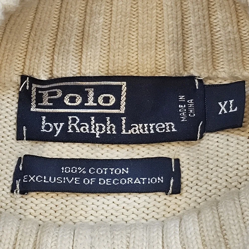 Polo Ralph Lauren Mens XL 1/4 Zip‎ Knit Sweater Embroidered Logo Mock Collar